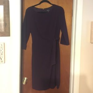 Tahari faux wrap dress in plum