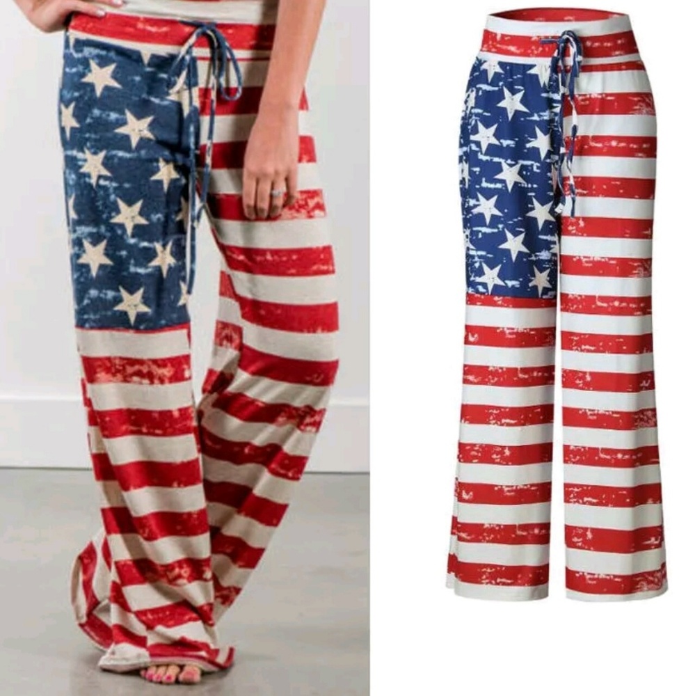American Flag Wide Leg Pants sz XL