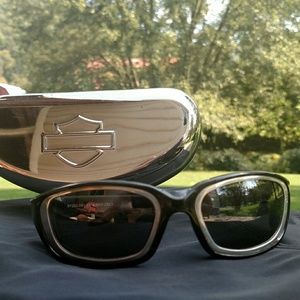 Used Harley Davidson riding glasses, dark tint.