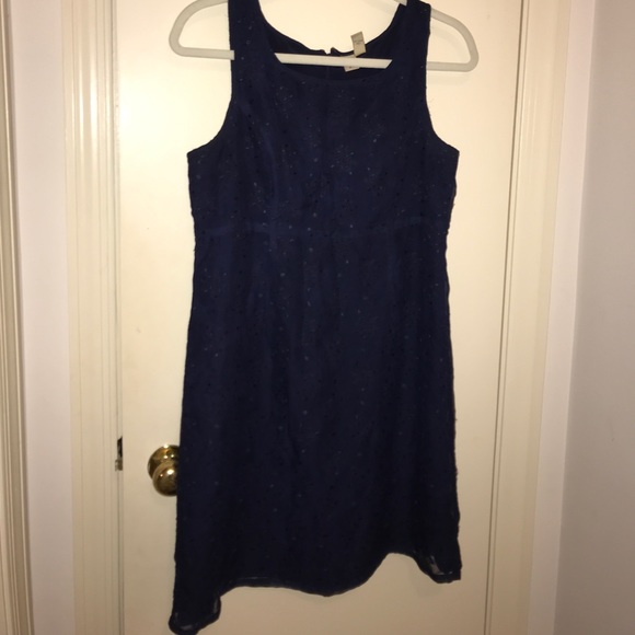Vintage 90s Navy Embroidered Lined Sheath Dress - Picture 1 of 7