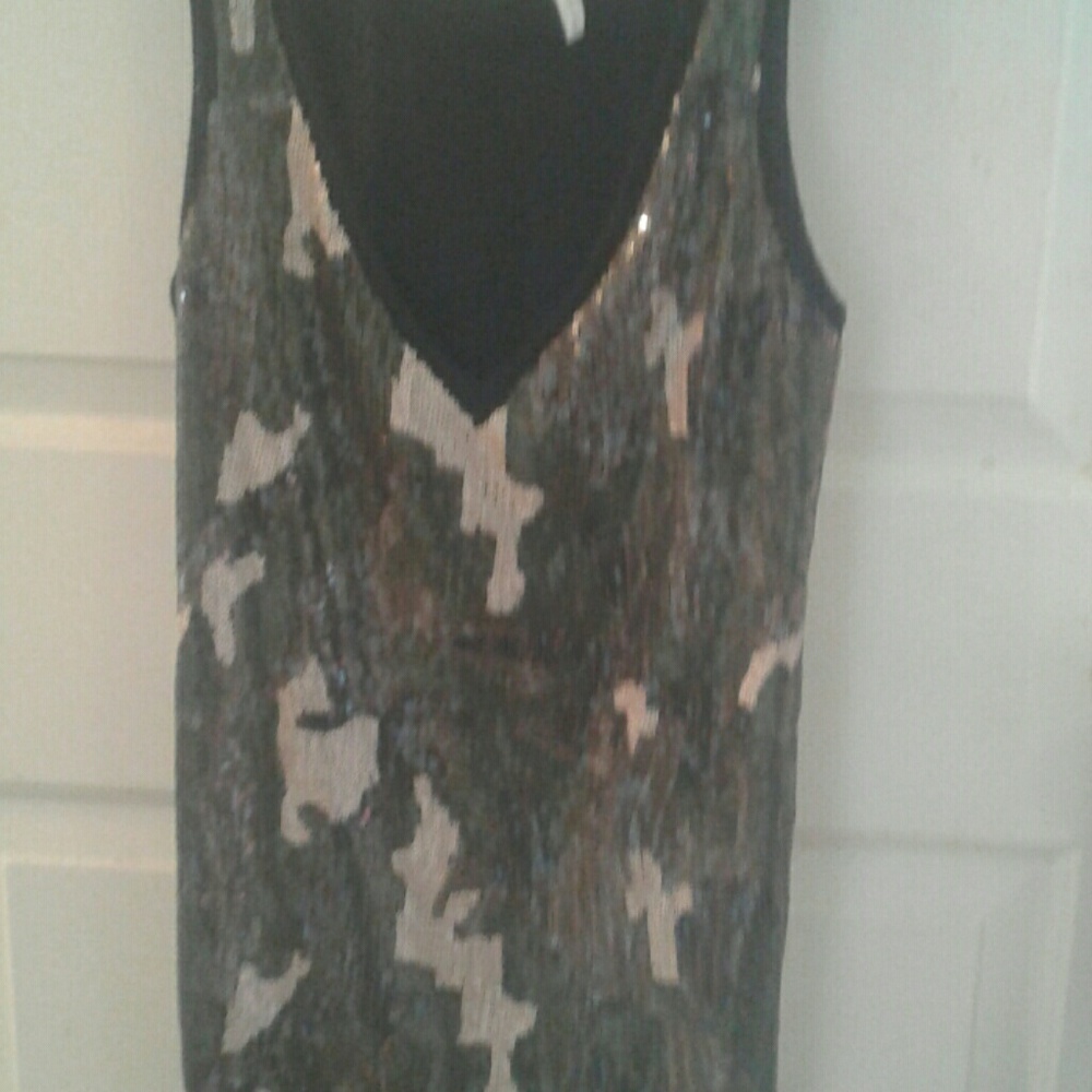 Cato Camouflage Sequin Top