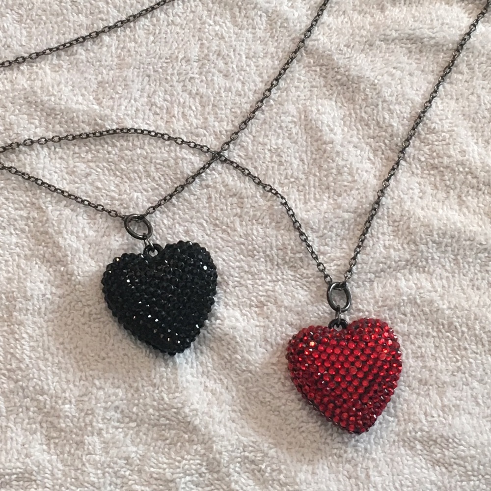 2 Long Heart Necklaces
