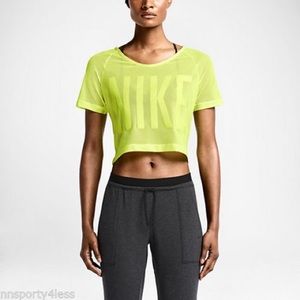 Nike neon yellow mesh dri fit t shirt small
