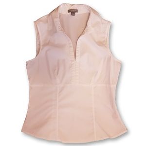 ANN TAYLOR White sleeveless cotten v-neck blouse