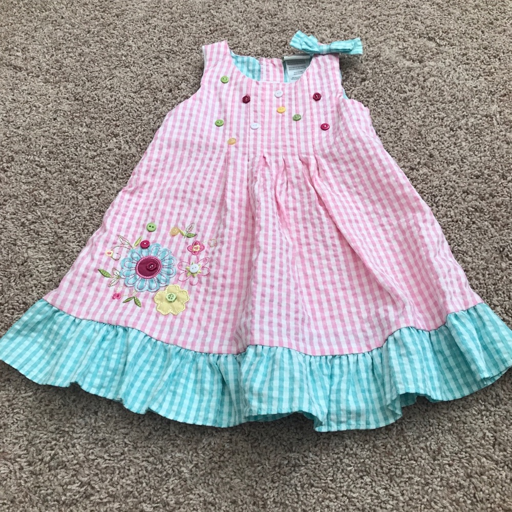 NWOT Pink & Teal Gingham Print Toddler Dress