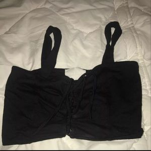 Black lace up crop top