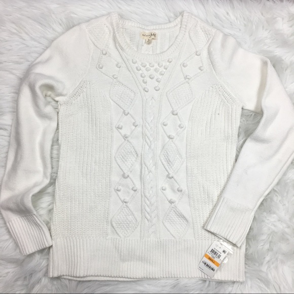Maison Jules Sweaters - Maison Jules White Cableknit Chunky Sweater NWT
