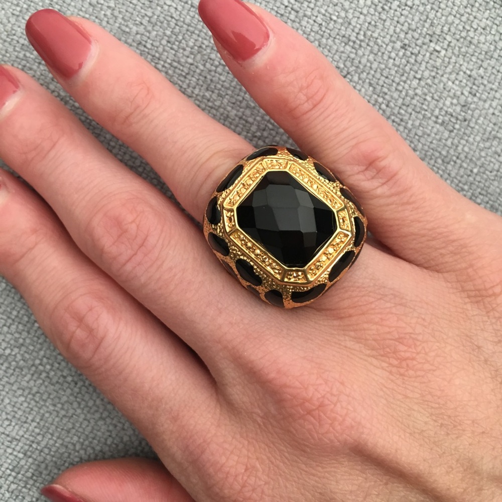 Black Cheetah Cocktail Ring