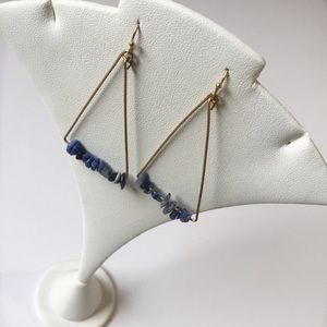 Gold Lapis Minimalist Dangling Earrings