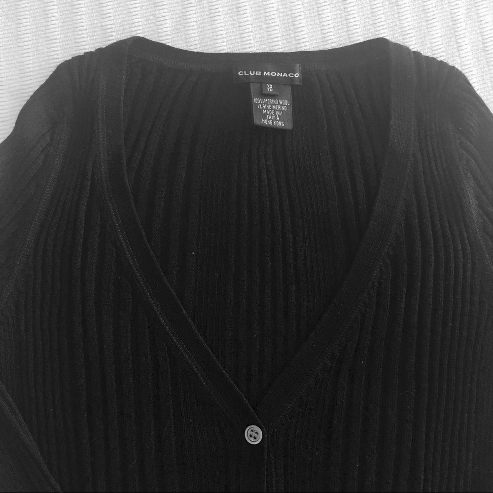 Club Monaco Variegated Rib V-Neck Cardigan - Picture 3 of 5