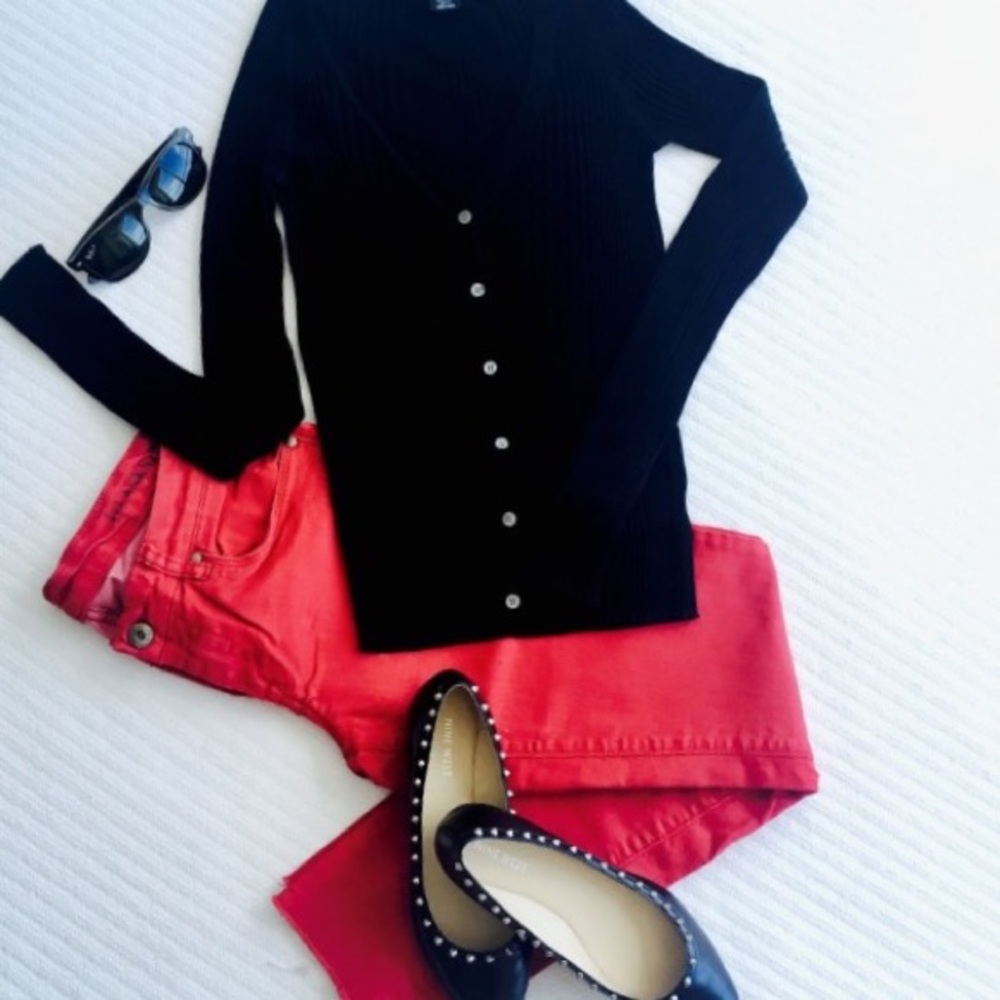 Club Monaco Variegated Rib V-Neck Cardigan