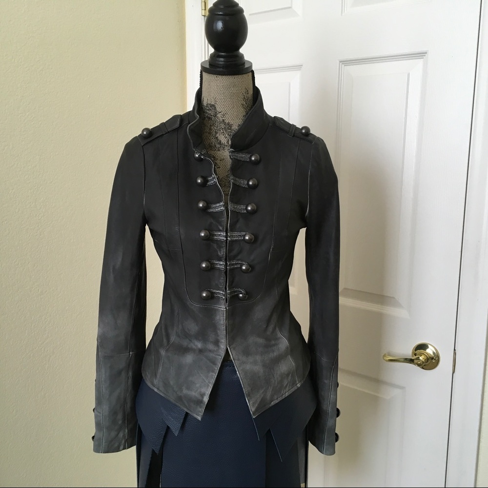 Blanc Noir ombré military leather jacket