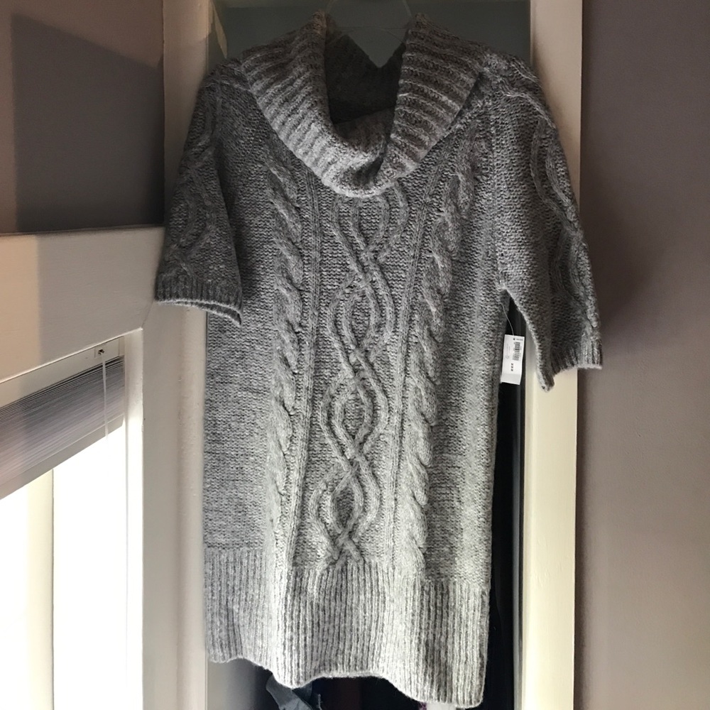 Cowl neck cozy thick grey sweater
