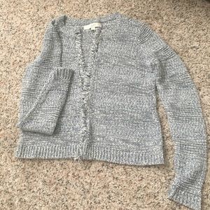 Open-front "frayed" edge cardigan