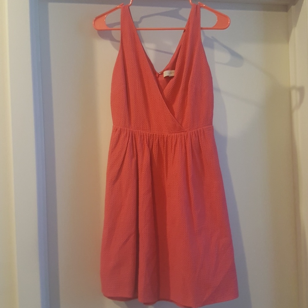 Loft coral textured dress