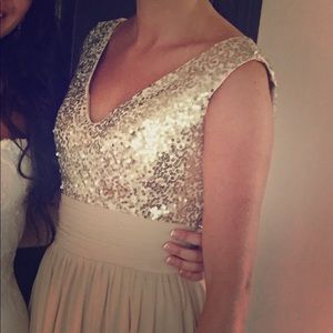 Champagne bridesmaid floor-length dress