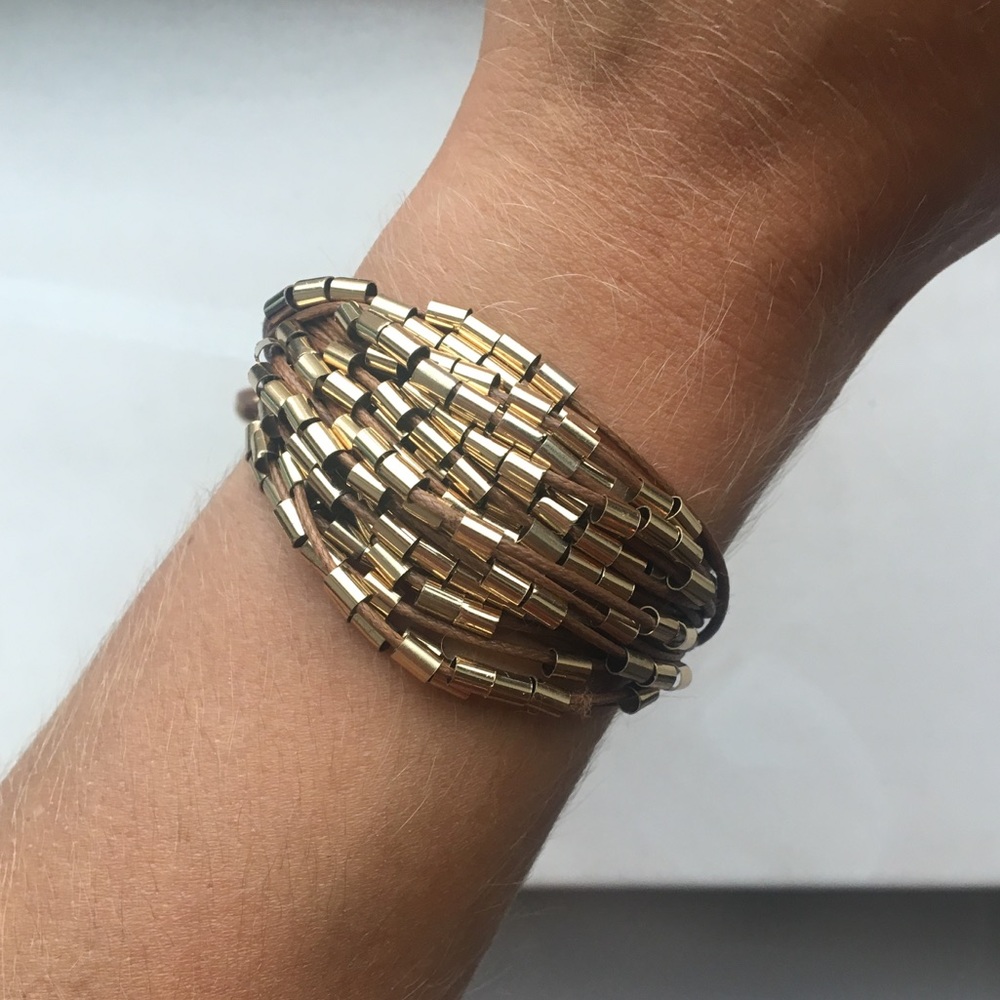 NWOT Multi Band Gold Beaded Adjustable Bracelet