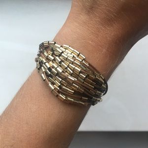 NWOT Multi Band Gold Beaded Adjustable Bracelet