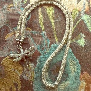 Beautiful Sterling Silver Dragonfly Necklace