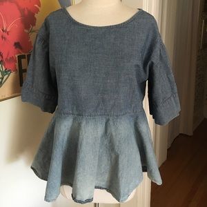AG Chambray Peplum Top, Size Medium