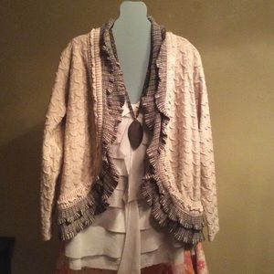 Pale pink gold and brown short cardigan