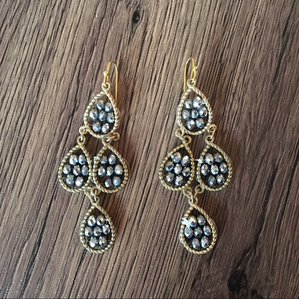 Metallic Beaded Statement Earrings