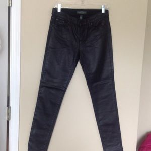 Black Shiney Straight Leg Jeans