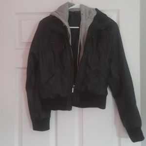 Leather bomber jacket