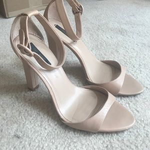 Zara Nude Block Heel Sandals