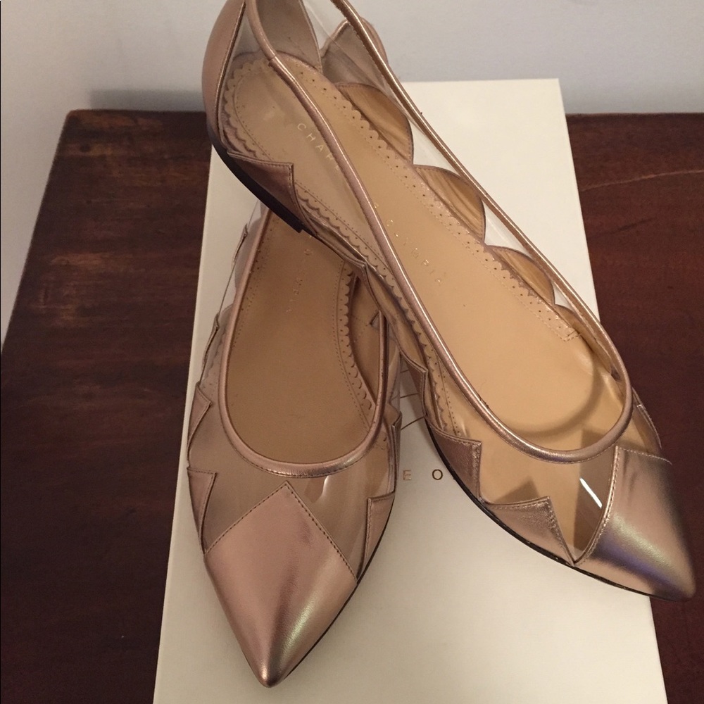 Charlotte Olympia Ana Flats in Rose Gold