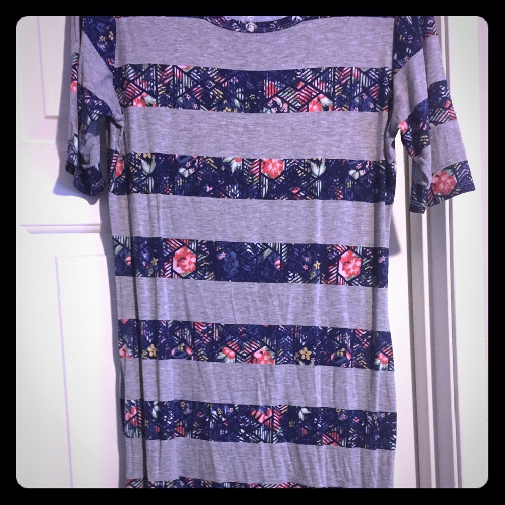 Lularoe Julia dress floral stripes