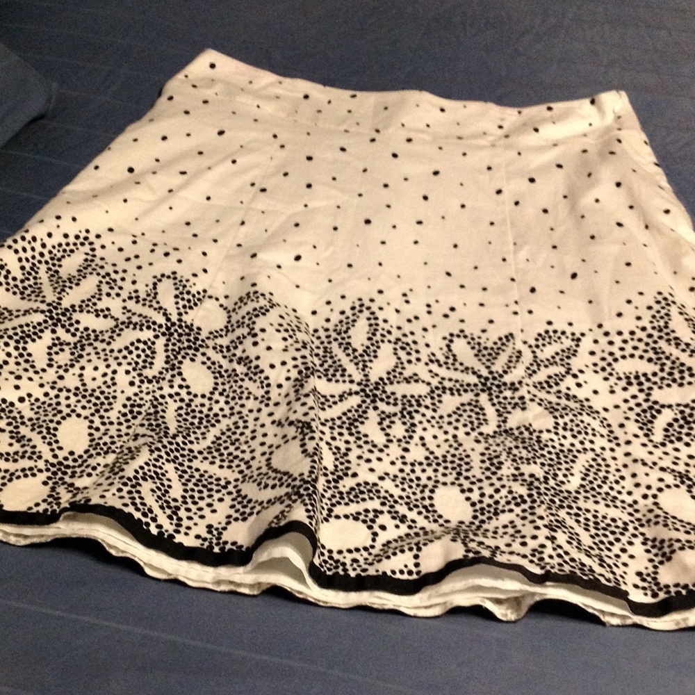 Long lined black white polka dot flower skirt