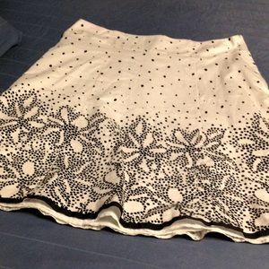 Long lined black white polka dot flower skirt