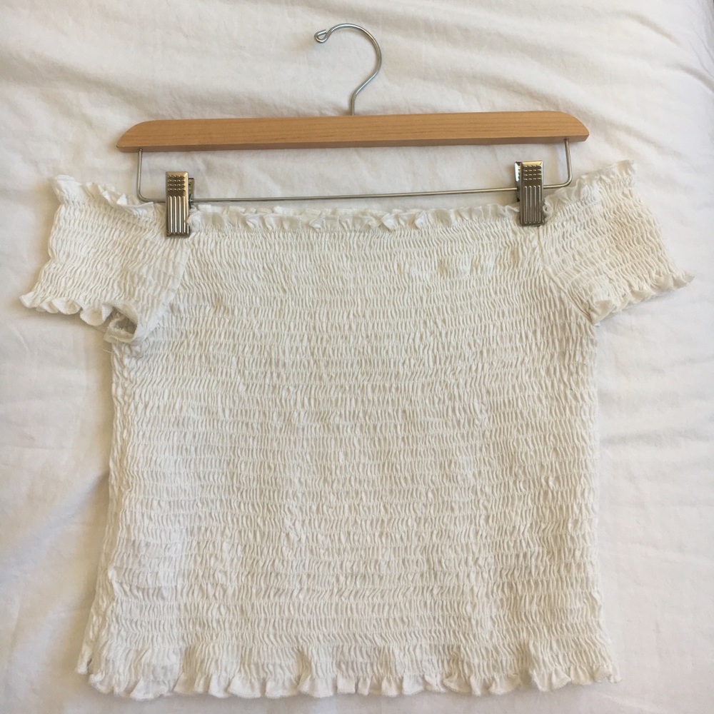 White "Kimchi Blue" off-the-shoulder top