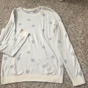 Cream and gray polka-dot sweater