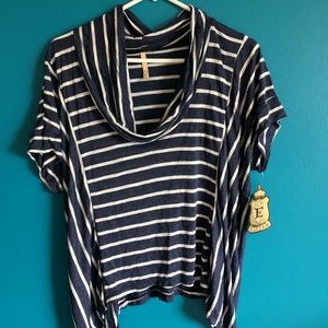 Cropped cowl neck top