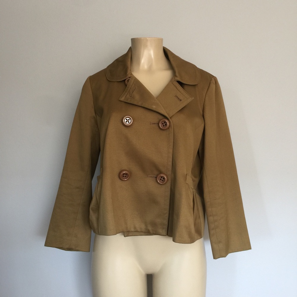 J.CREW Cropped Pea Coat Jacket 3/4 Sleeves Collar