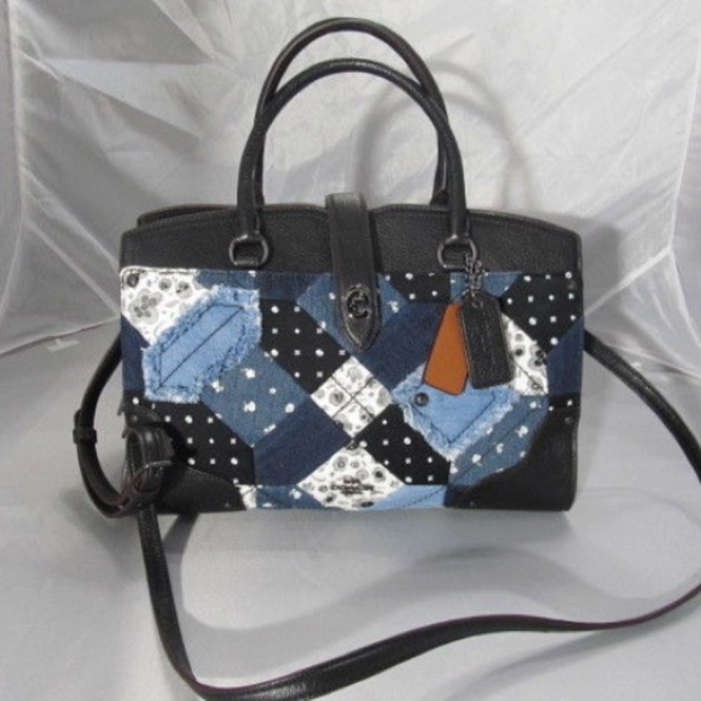 COACH CANYON QUILT DENIM MERCER 30 TOTE HANDBAG