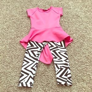 Trendy Toddler Leggings &Asymmetrical Tunic Set