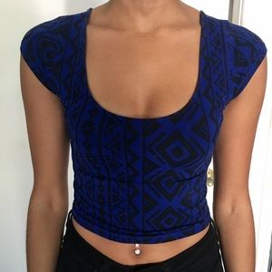 Cute blue and black crop top