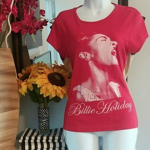 Billie Holiday Graphic Tea, Red, fits M-LG