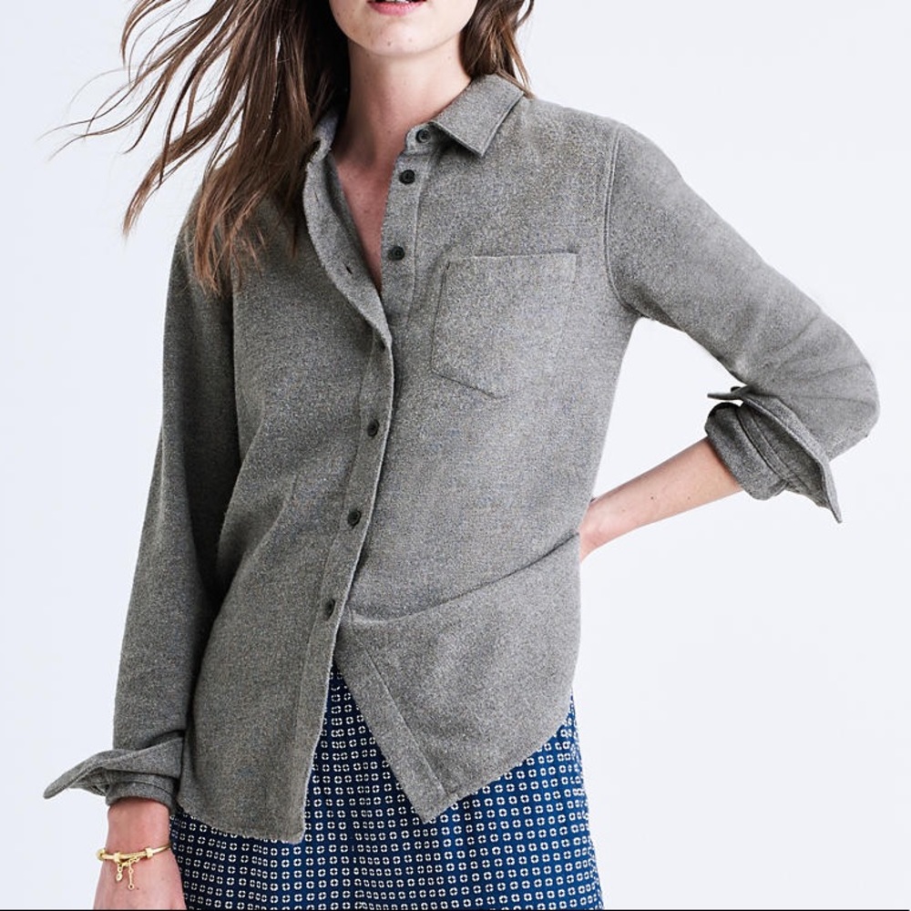 Madewell Flannel Shrunken Ex-Boyfriend Shirt, XXS
