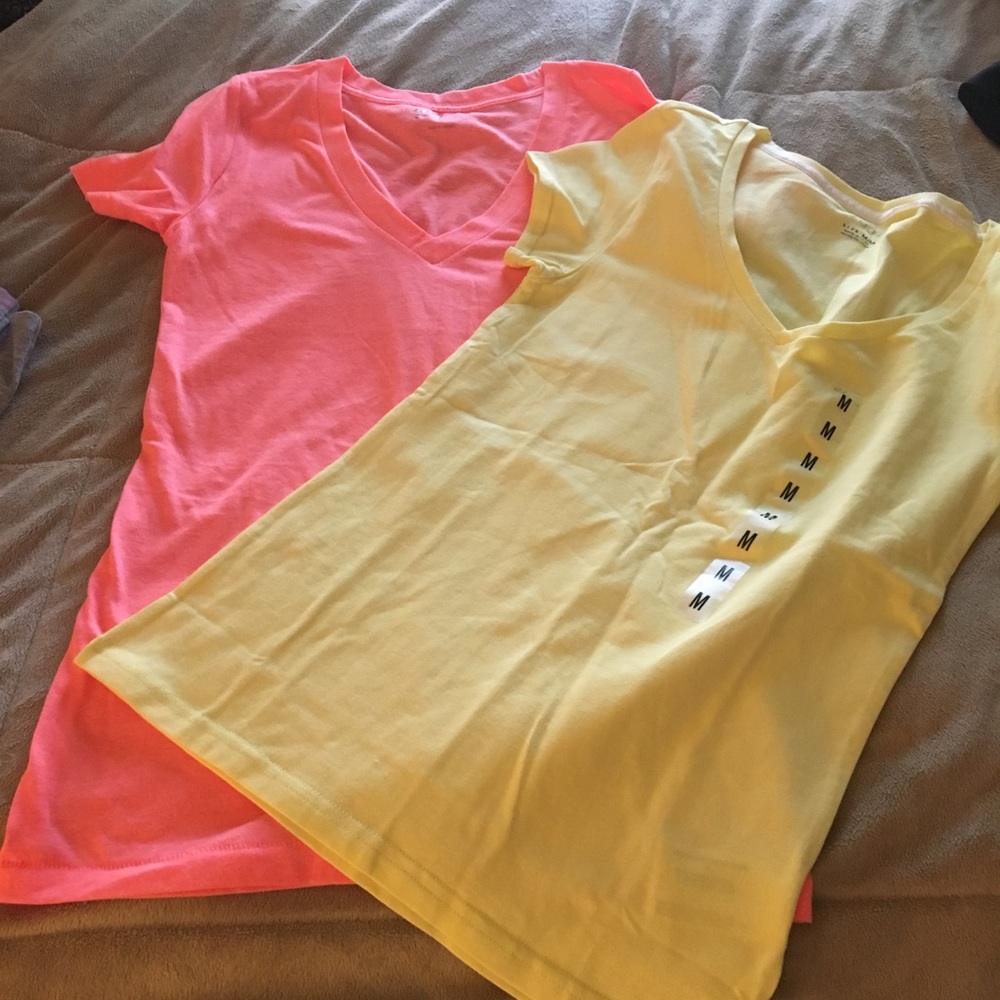 Two v-neck t-shirts.