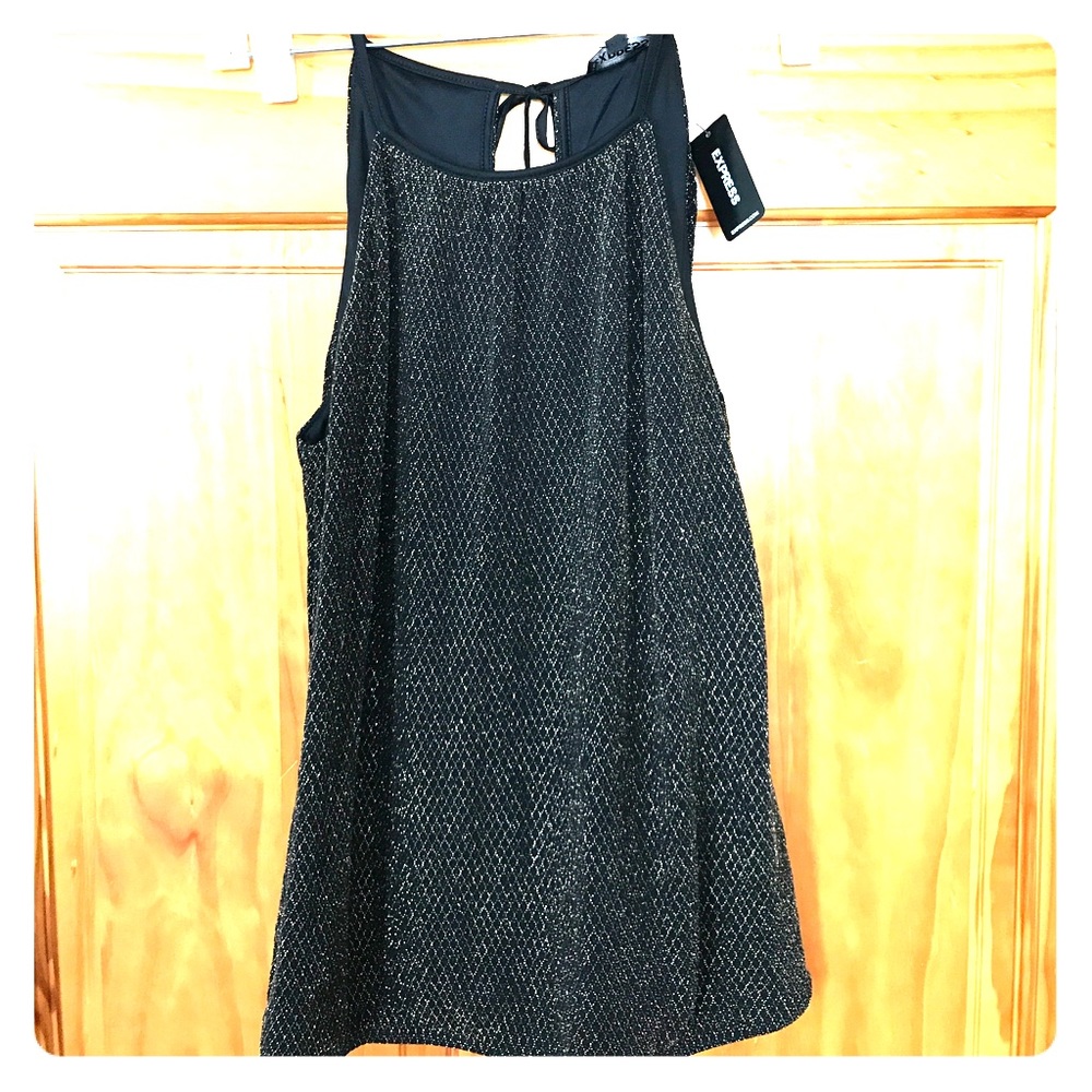 NWT Black sleeveless top with tie back