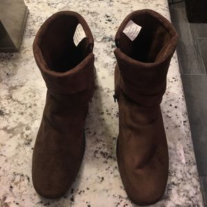 Brown suede booties.  Size 9.  In great condition.