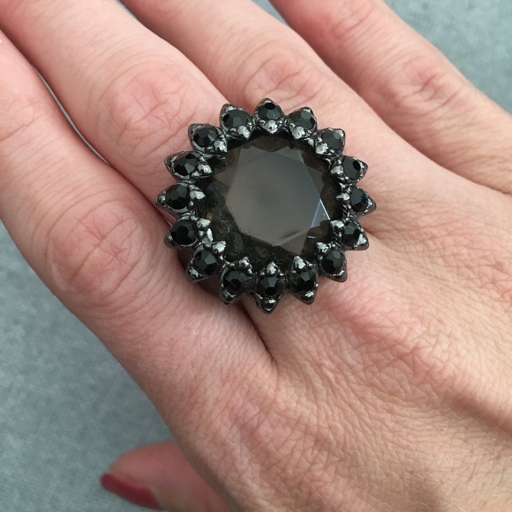 Black & Carbon Gray Cocktail Ring