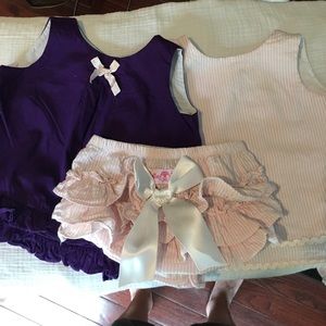 Ruffle Butts seersucker set with bonus purple top