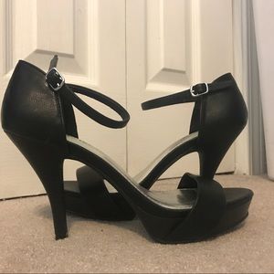 Black Platform Heels with Ankle Strap