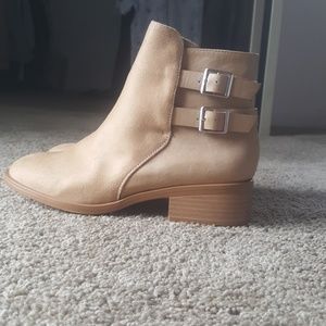 Light tan suede booties