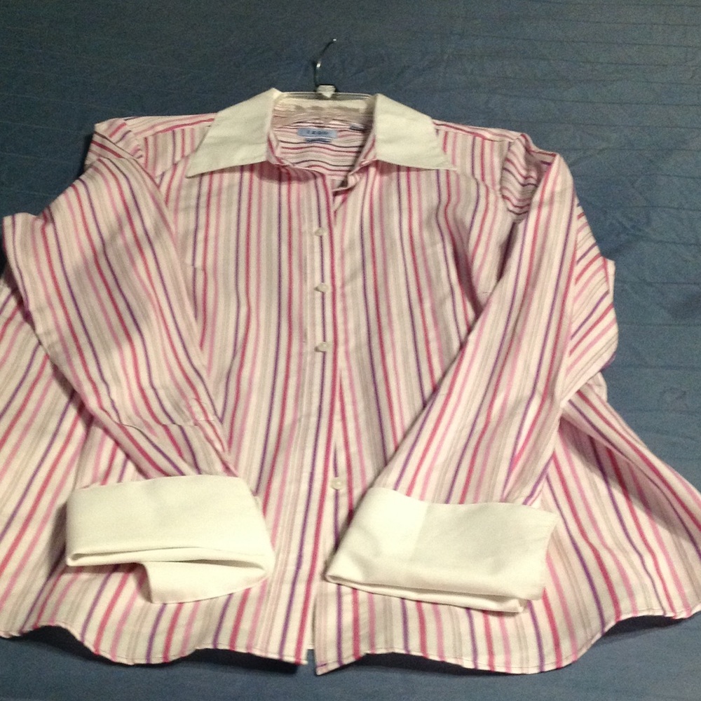 Pink purple blouse Izod large no iron